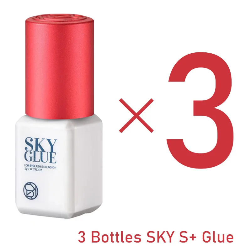 3 Flaschen SKY S+ Kleber Falsche Wimpern Verlängerungszubehör Korea 5 ml Schwarz Rot Blau Kappe Schönheit Gesundheit Make-up-Tools Klebstoff Shop Image