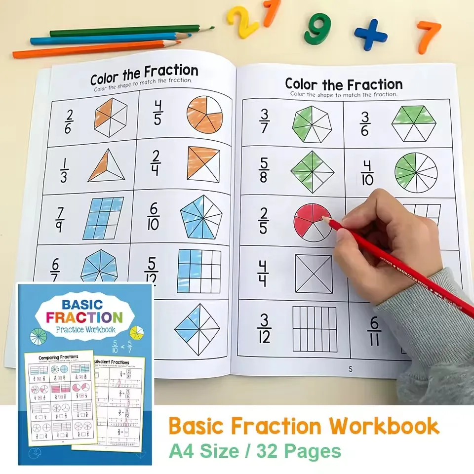 Montessori-Bruch-Arbeitsbuch, Arithmetik, Lernen, Lehrmittel, Klasse 3–4, Grundschule, Mathematik, kognitives Training, Testbuch Image