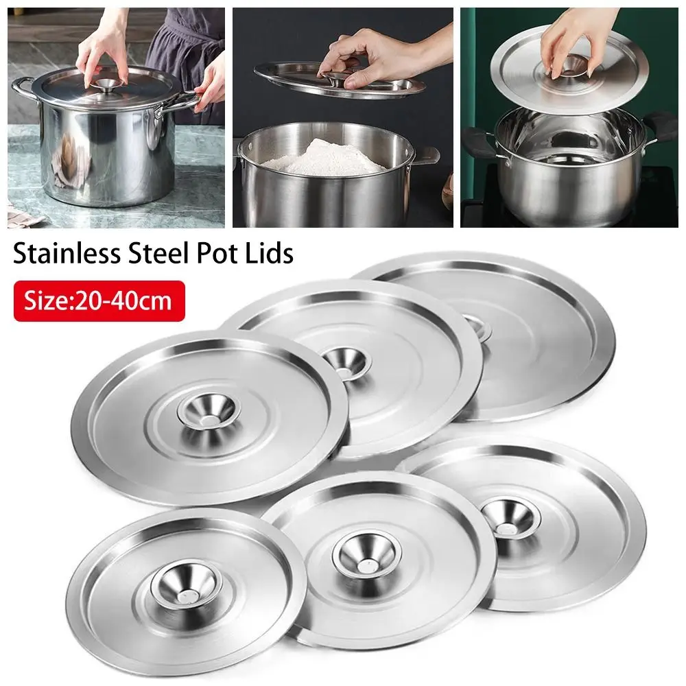 20-40 cm Edelstahl Topf Deckel Universal Deckel Wiederverwendbare Bratpfanne Metall Deckel Schüssel Abdeckung Restaurant Küchengeschirr Image