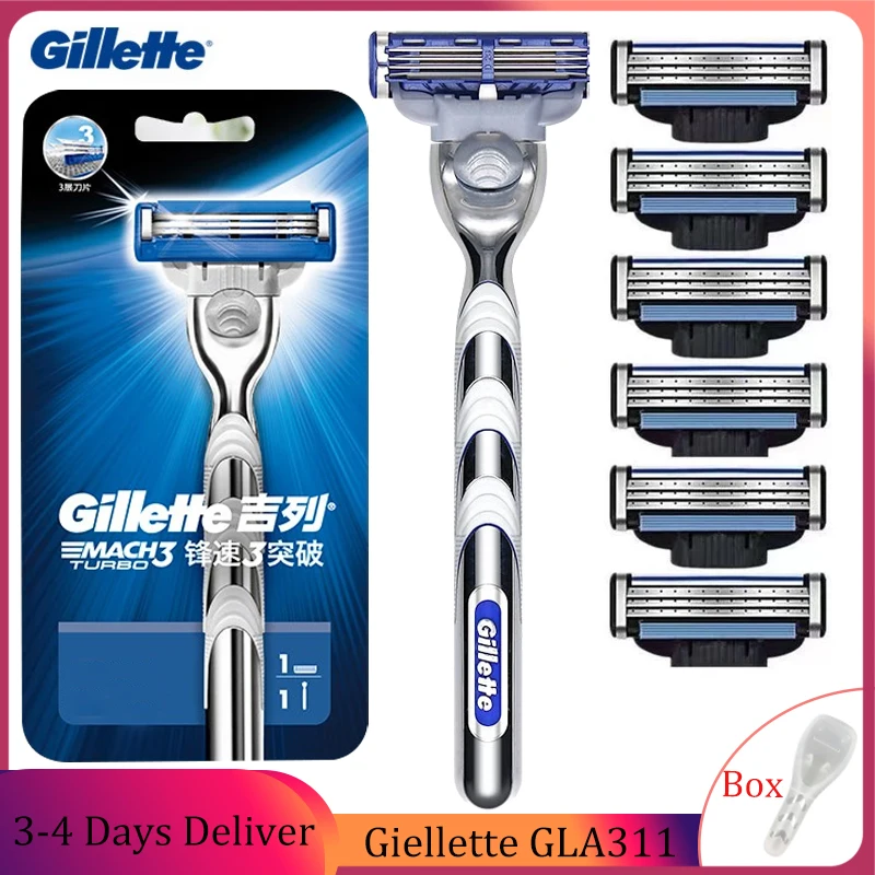 Männer Gillette Rasiermesser Mach3 Nano-Grade 3-Lagen-Klingen rutsch fester Griff Schnell wechsel Rasier köpfe Herren manuelle Rasierklingen gesetzt Image