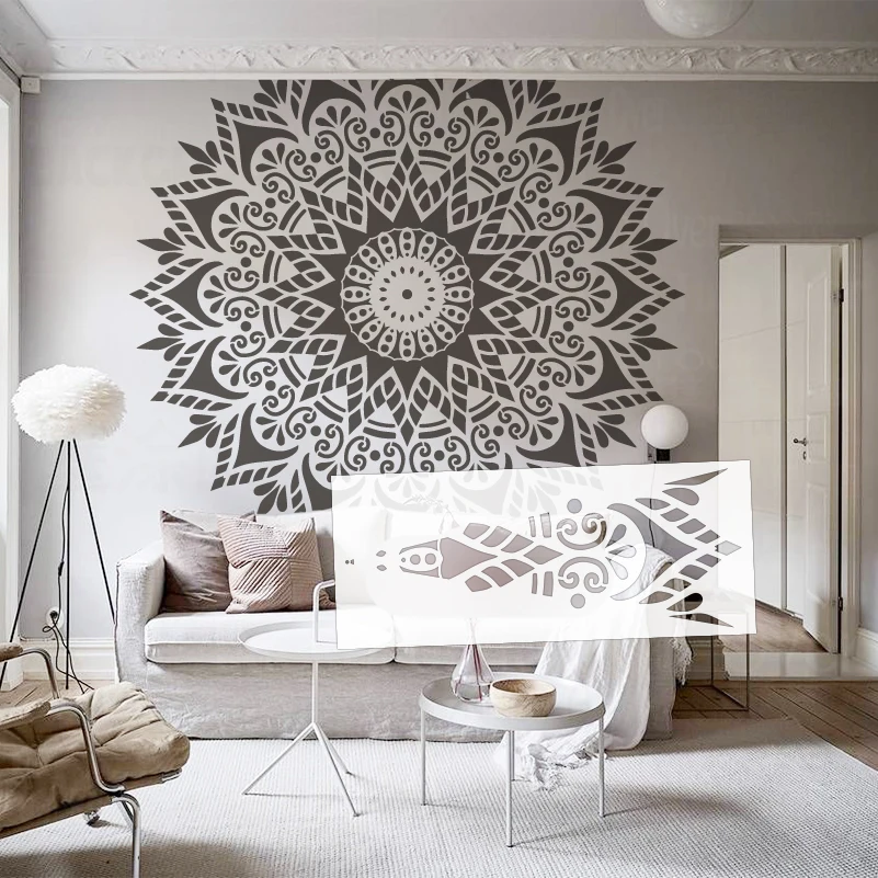 140 cm – 220 cm Schablone Wand zum Malen Vorlage Möbelhersteller Dekoratives Gips Dekor Ziegel Riesenmandala Riesige Runde S387 Image