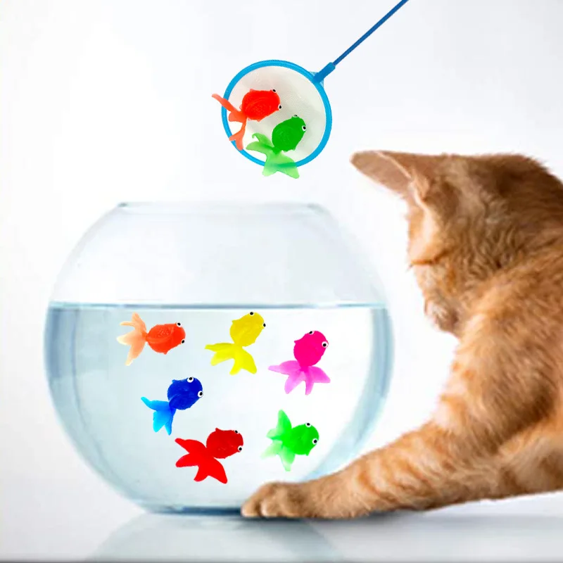 10 Stück Simulations-Goldfisch-Spielzeug aus weichem Gummi, farbige künstliche Goldfisch-Modelle, Kindergarten-Kinder-Angelfisch, Baby-Wasserspielzeug Image