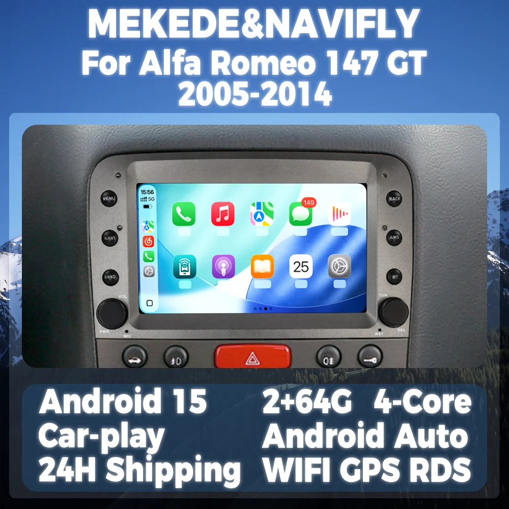 7 zoll Android 15 Auto Radio Für Alfa Romeo 147 GT 2005-2014 Multimedia-Player GPS Intelligente System Unterstützung carplay Android Auto Image