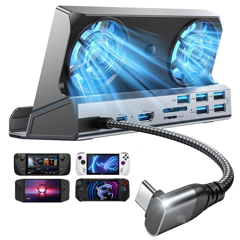 13-in-1-Dockingstation für Steam Deck OLED&ROG Ally&Legion Go, Dual-Lüfter, 5 USB-Anschlüsse und 100 W Ladeanschluss für ROG Ally Image