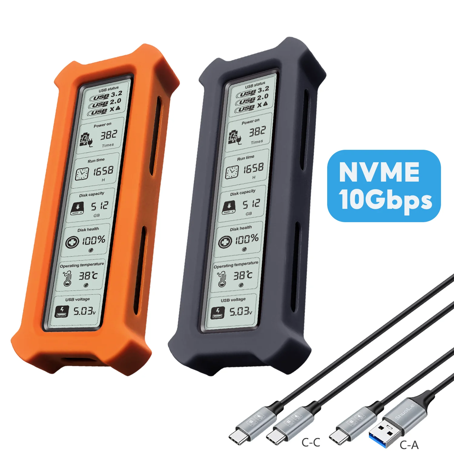 M.2 NVMe SSD-Gehäuse Visuelles Smart SSD-Gehäuse USB 3.2 Gen 2 10 Gbit/s NVMe PCI-E Image