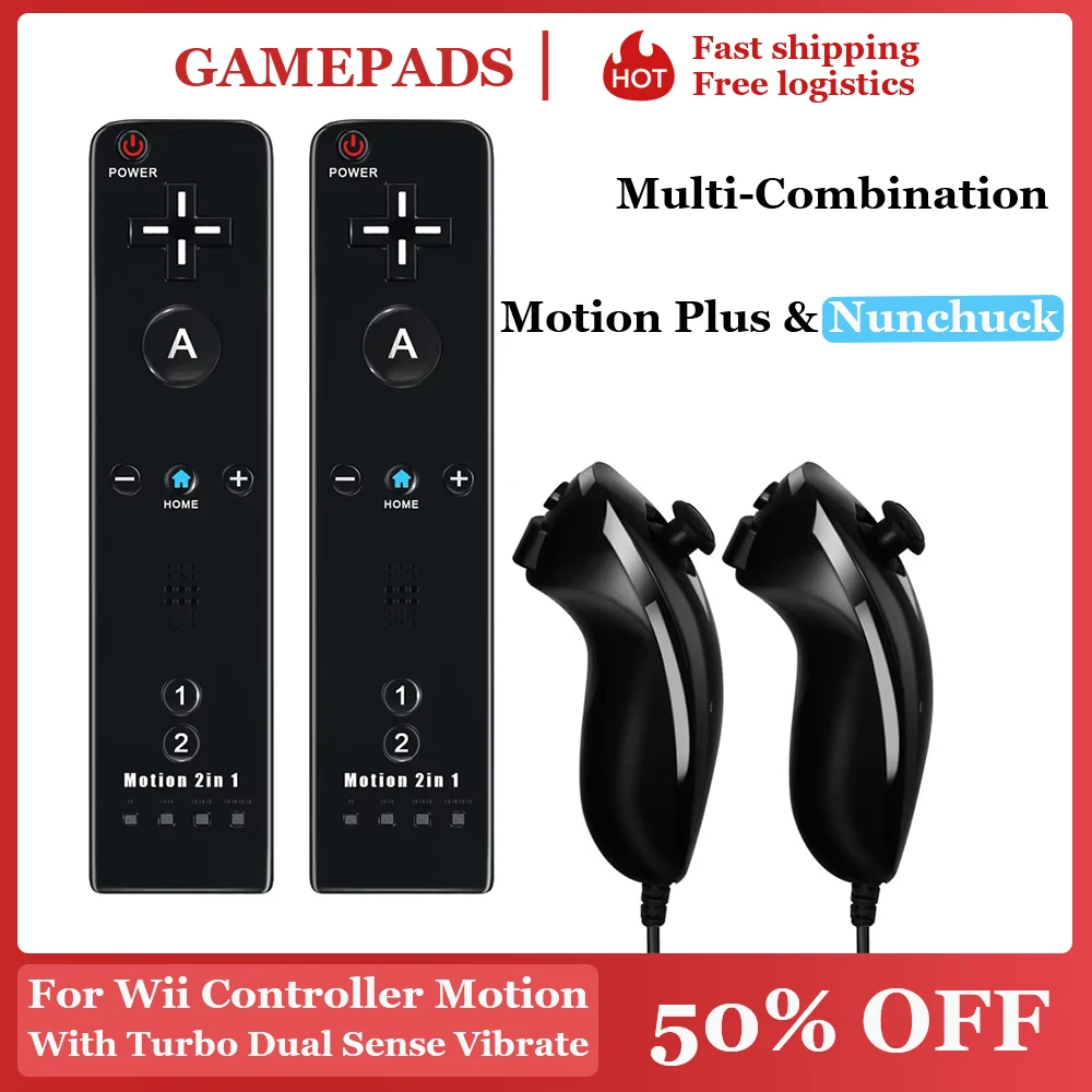 Für Nintendo Wii/Wii U Joystick 2-in-1-Controller-Set Wireless Remote Gamepad Motion Plus mit Silikonhülle Videospiel