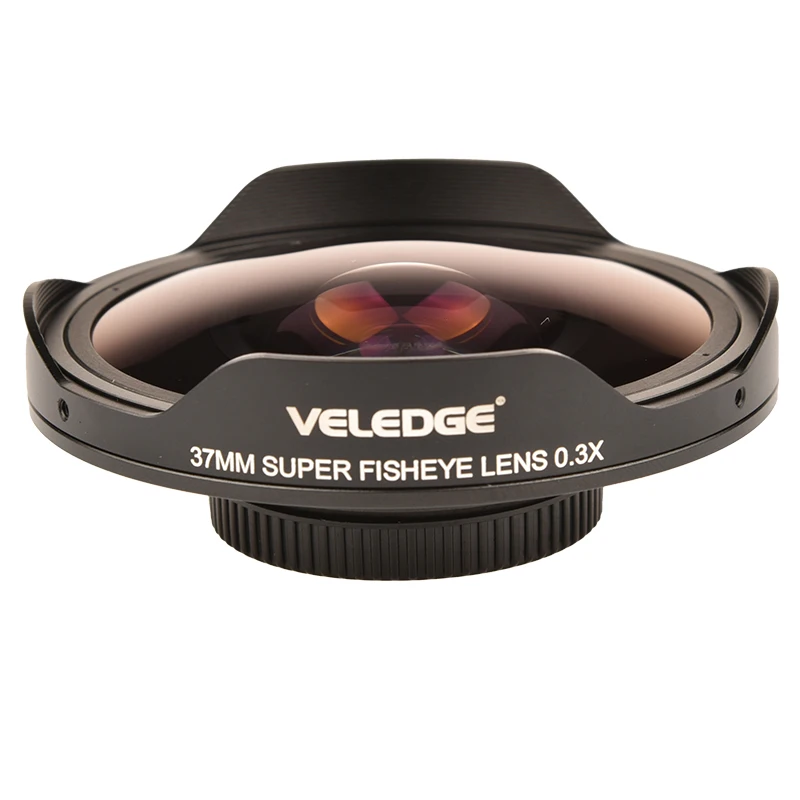37 mm/43 mm Vlogmagic 0,3 x HD-Ultra-Fisheye-Objektiv-Adapter mit Kapuze, nur für Videokameras, Camcorder, geringer Dispersionsglas Image