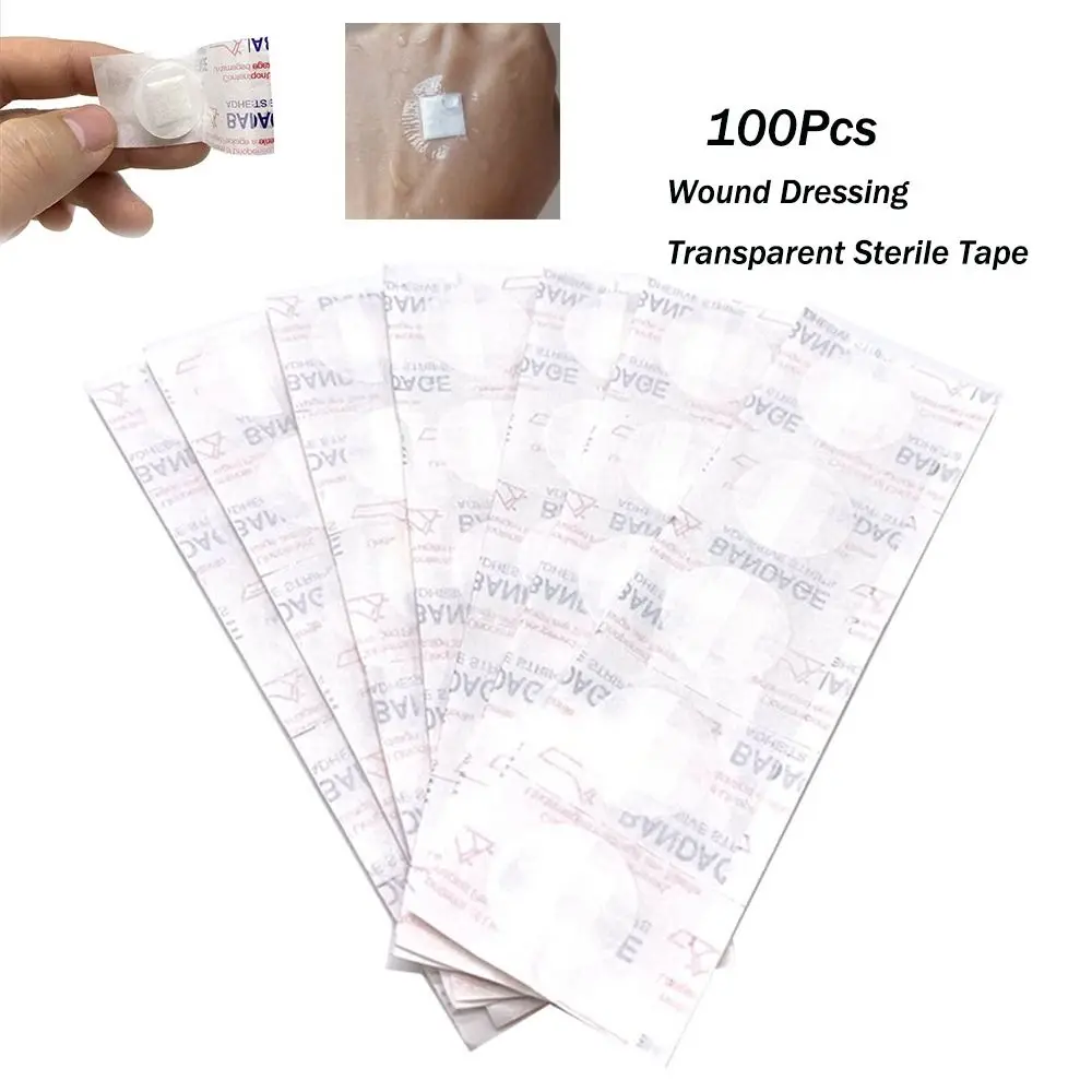 100Pcs Hot Mini Wasserdichte Pflaster Atmungsaktive Runde Form Transparent Sterile Klebeband Klebe Verband Wunde Dressing Image
