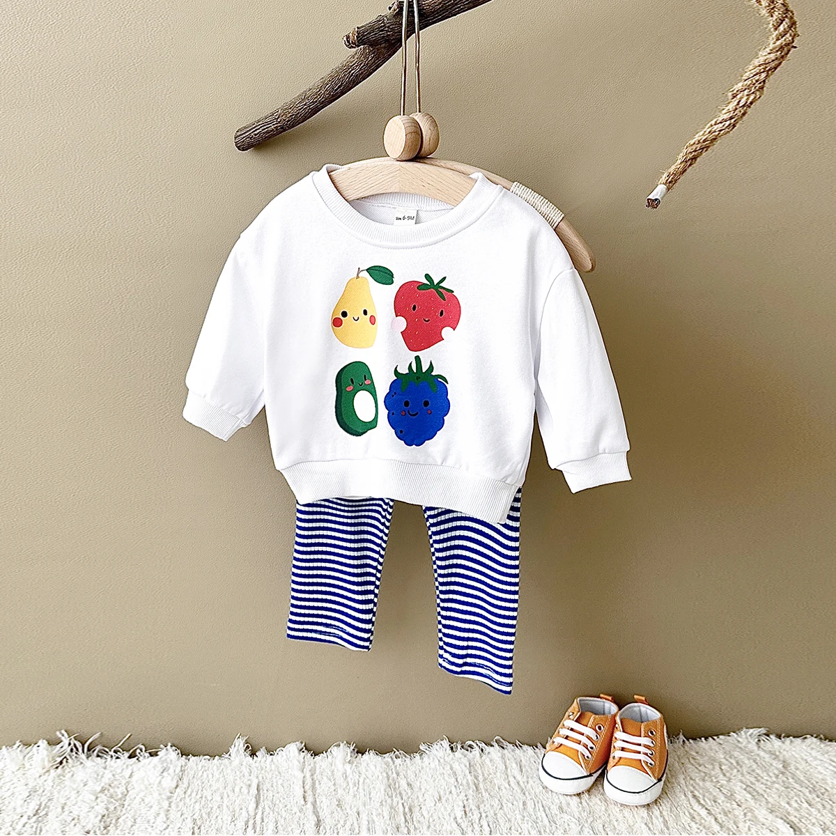 Kleinkind Baby Jungen Kleidung Säuglings Outfit Sets Frühling Herbst Obst Druck Langarm Sweatshirt Top + Hosen Kinder Kleidung 0-3Y Image