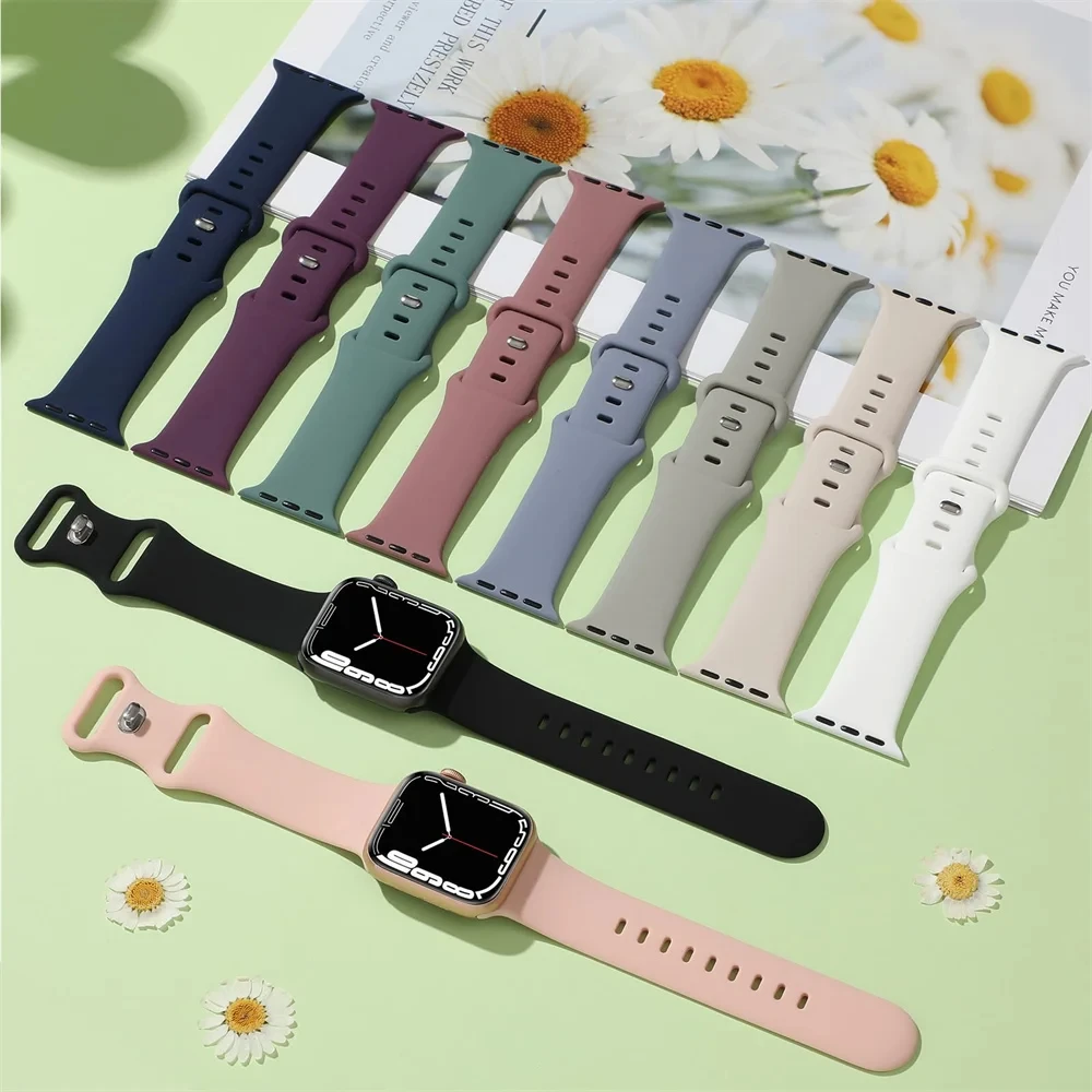 Uhren armbänder für Apple Uhren armband 46mm 44mm 40mm 45mm 41mm 42-38mm Silikon armband iwatch Serie 10 8 7 se 4 5 6 9 ultra 2 49mm Image