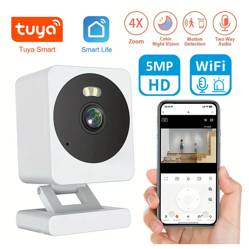 Tuya Smart Leben WiFi Kamera 5MP HD 1080P Bewegungserkennung Farbe Nachtsicht Drahtlose CCTV Überwachungs Kamera Image