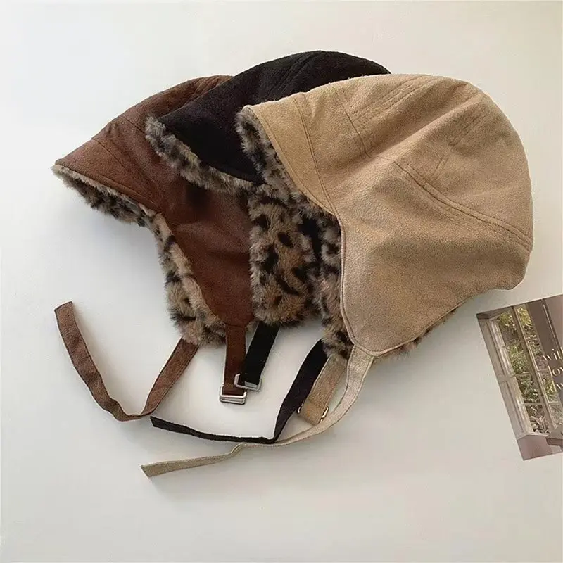 Retro-Ohrenschützer-Kappe für Damen, Nerzimitat, doppelseitig, tragbar, winddicht, Ski-Hüte, warmer Gehörschutz, Bomber-Hüte, 3 Farben Image