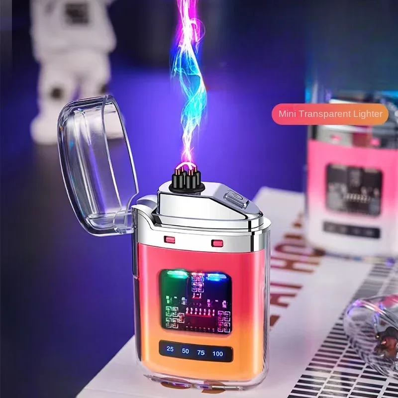 Kompaktes elektrisches Dual Arc USB wiederaufladbares Feuerzeug Plasma Outdoor winddichtes Batterieanzeige Typ-C Raucherzubehör Image