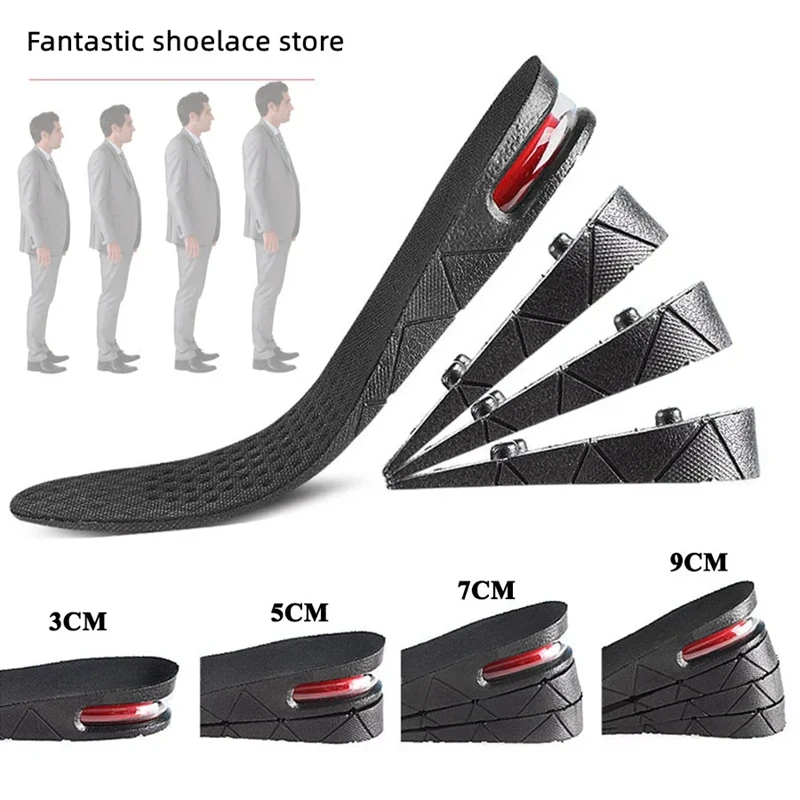 1 Paar Einlegesohlen zur Erhöhung der Höhe für Füße, Vorlagen, 3/5/7/9 cm, Schuheinlagen mit variabler Höhe, für Männer und Frauen, stoßdämpfende, wachsende Sohle Image