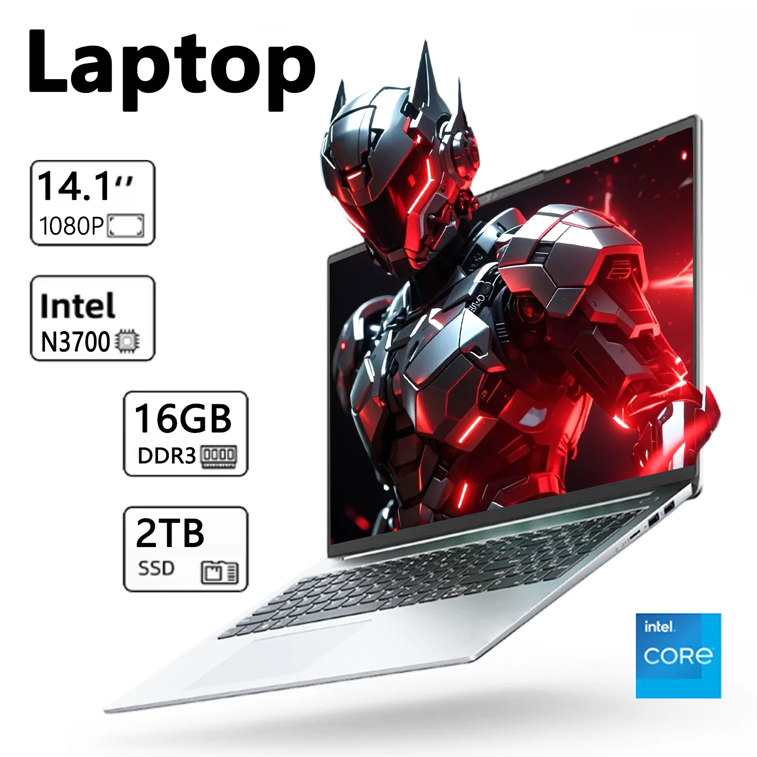 LENO Ultra Slim 14,1 Zoll Laptop Intel N3700 16GB 1TB 2TB Gaming-Computer PC Windows 11 Gamer Büro Ultra Slim Notebook 1920*1080 Image