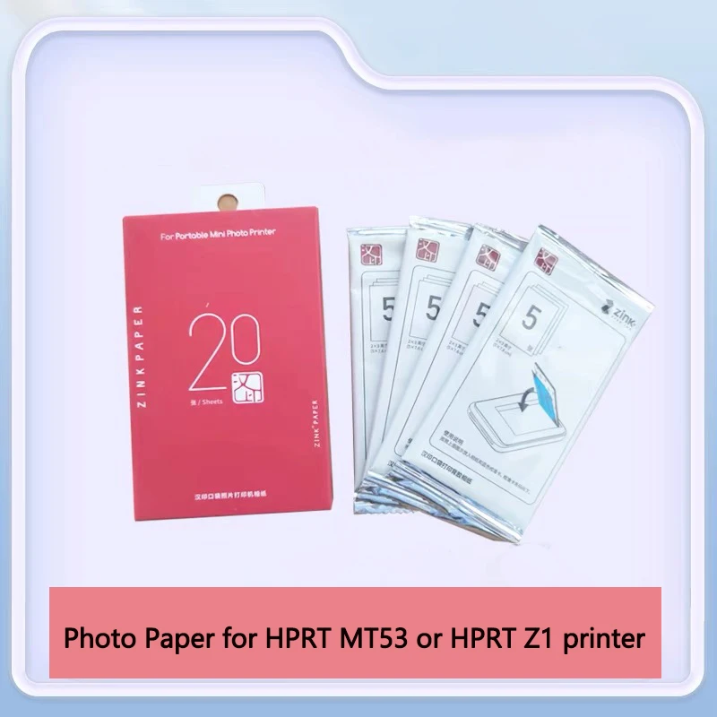HPRT MT53 oder HPRT Z1 Spezifisches Fotopapier, 5,1 x 7,6 cm, Original-Fotopapier mit klebriger Rückseite für M53/Z1-Drucker Image