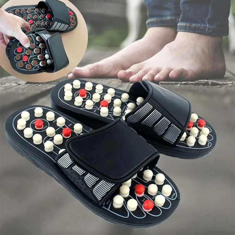 Akupunktmassage Hausschuhe für Männer Frauen Sandalen Füße chinesische Akupressurtherapie medizinische rotierende Fußmassagegerät Schuhe Unisex Image