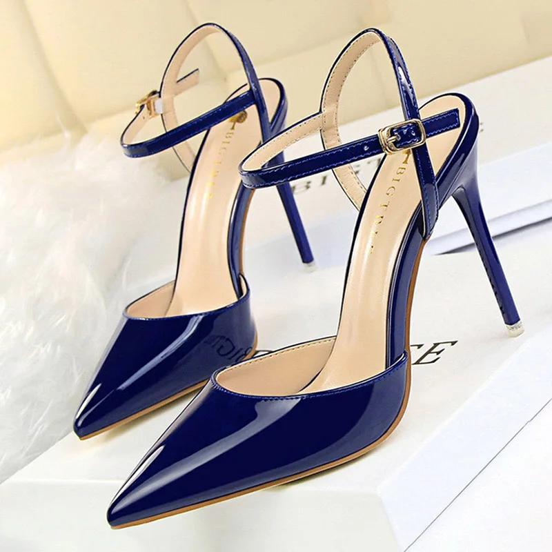BIGTREE Schuhe Mode High Heels Schuhe Patent Leder Frau Pumpen Sexy Frauen Heels Blau Splitter Stiletto Heels Frauen Sandalen 2026