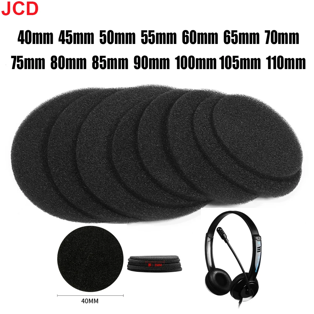 10 Stück kreisförmiger Kopf montierter Kopfhörer-Schwammpolster-Schwamm 40 mm 50 mm 60 mm 70 mm 80 mm 90 mm 100 mm 110 mm Tuning-Baumwolle staubdichte Baumwolle