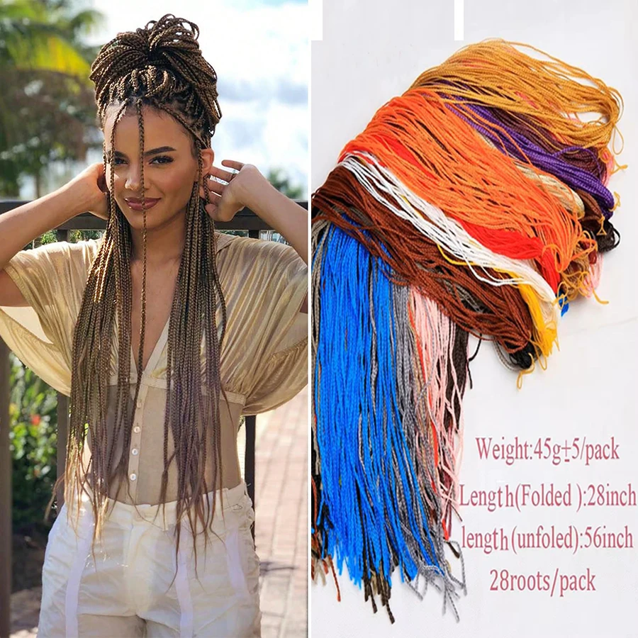 28 Zoll lange, lockige synthetische Zizi-Zöpfe, farbige Häkel-Box-Braids, Senegalse Twist-Flechthaarverlängerungen für Frauen, 50 g Image