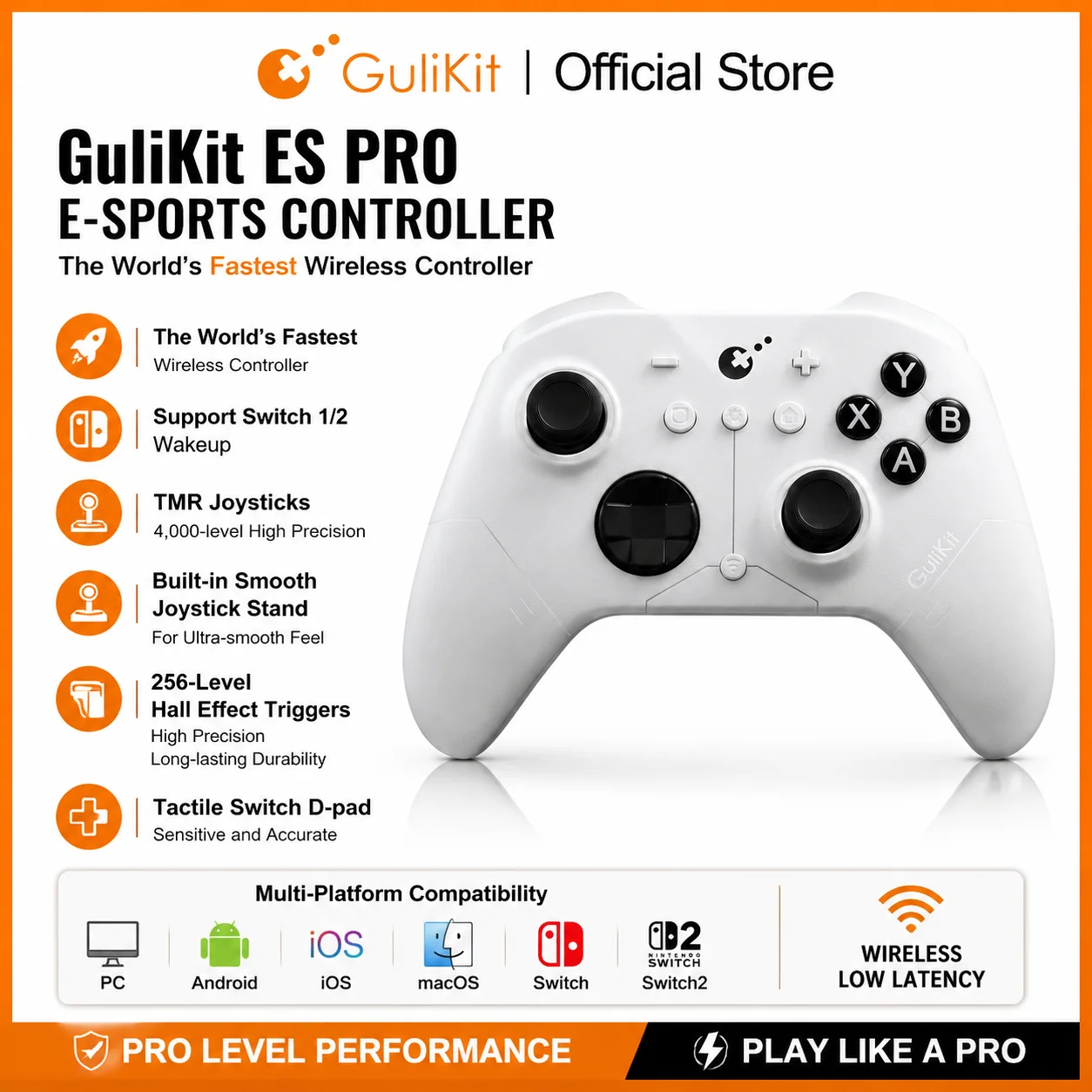 GuliKit ES Pro E-Sport-Controller für Nintendo Switch 1/2 Wireless Gamepad mit TMR-Joystick für PC Windows Android iOS macOS Image