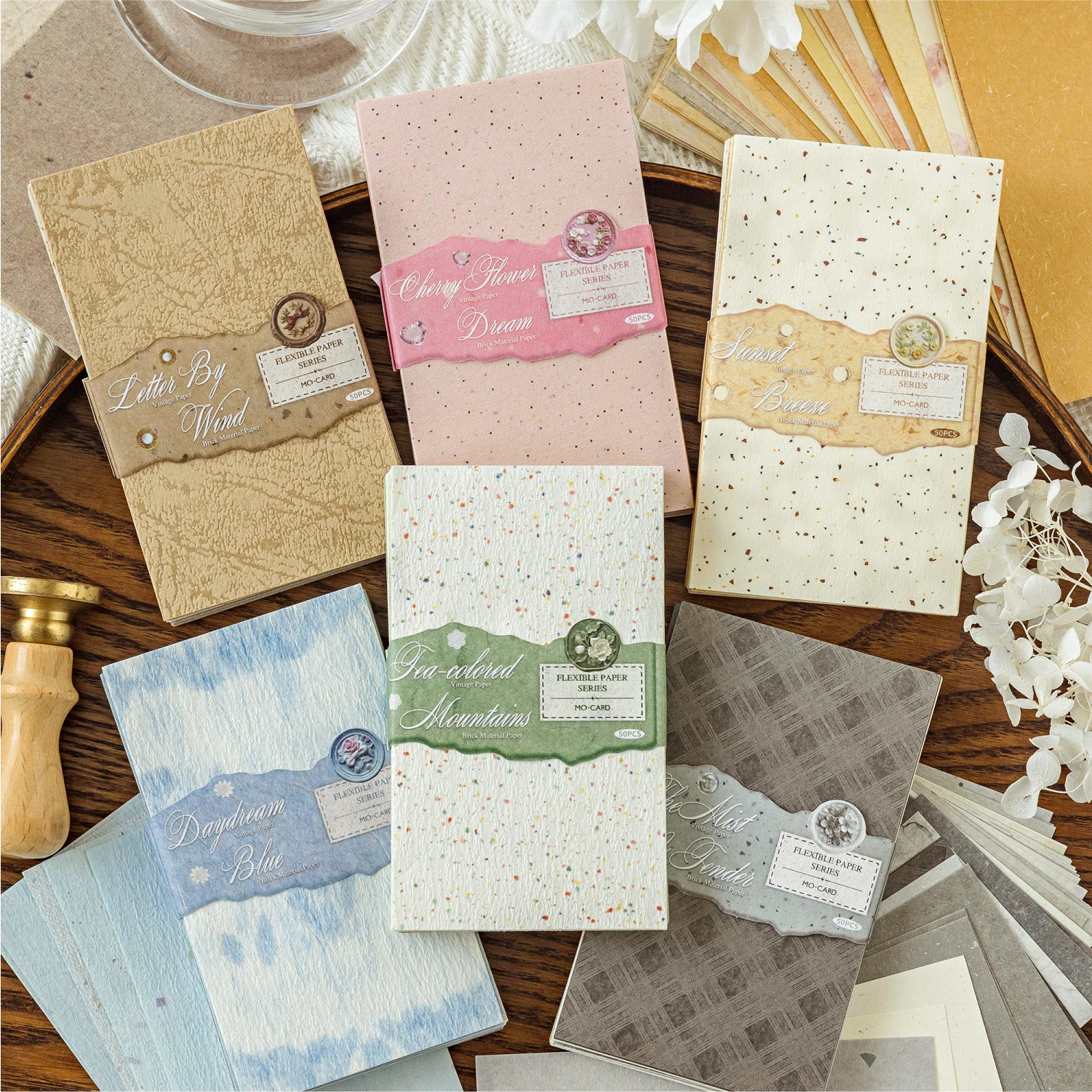 50 Blatt Morandi-Scrapbook-Papier mit Pastellstruktur für Scrapbooking, DIY, Planer, Tagebuch, Notizbuch, Dekoration, Büro, Geschenk Image