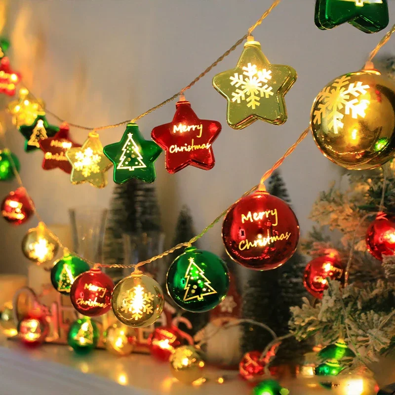 1/3M Weihnachten dekorative Lichterkette Weihnachtskugeln Sterne Girlande batteriebetriebene Girlande Weihnachtsbaum Neujahr Home Decor Image