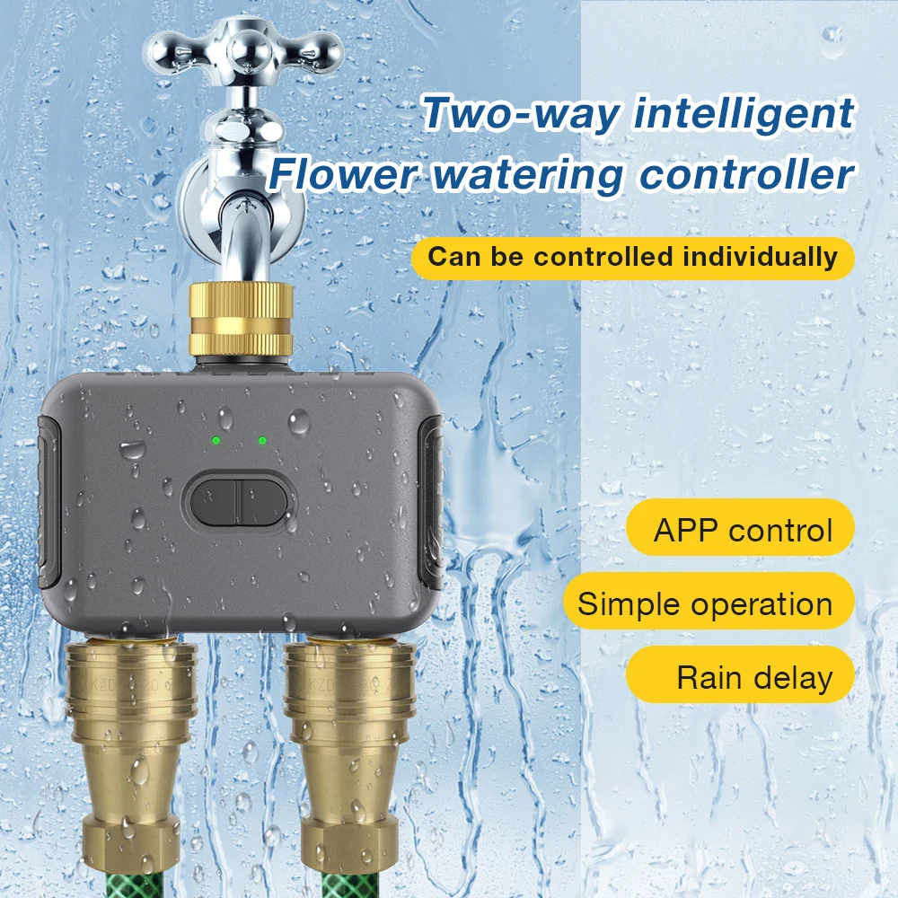 Bluetooth ZIGBEE Bewässerung Timer Automatische Bewässerung System Tropf Sprinkler Ventil Controller Tuya 2-Zonen Smart Garten Timer Image