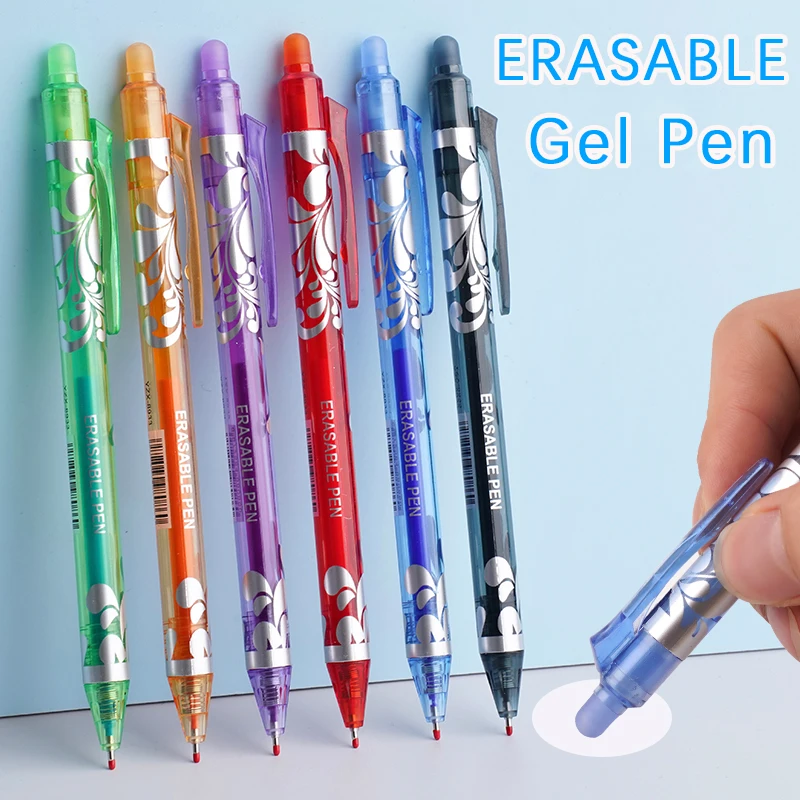 6 stücke Neue 0,5mm Löschbaren Gel Stifte Set 6 farben Refill Stange Magische Tinte Löschbaren Stift Waschbar Griff büro Schriftlich Schule Schreibwaren Image