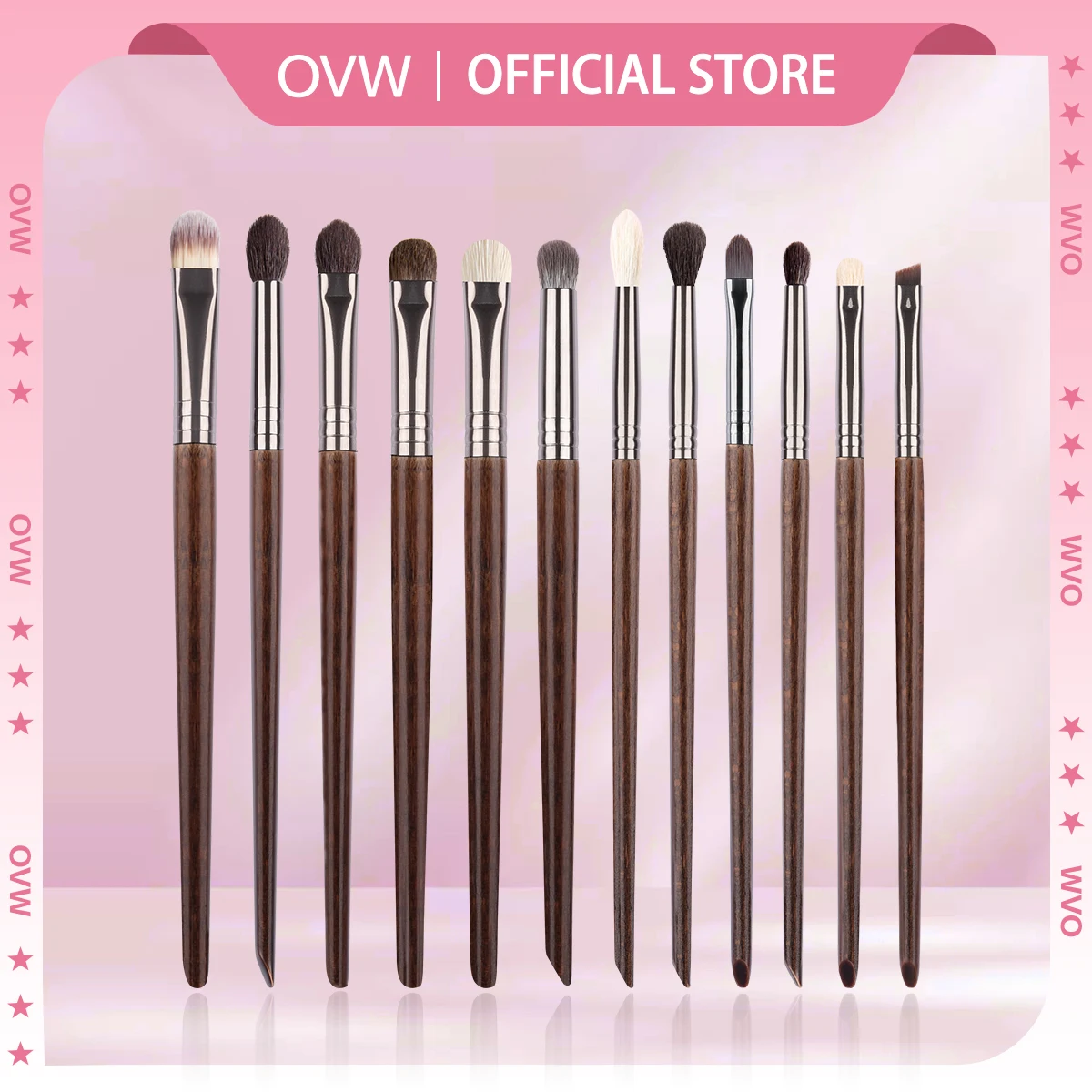 OVW 12 Stück Lidschatten Natur Haar Eyeliner Augenbrauen Lippe Kosmetik Schönheit Make-up Pinsel Werkzeuge