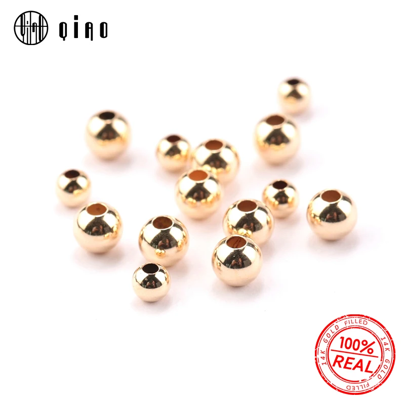 10 Stück 2-4 mm 14 K Gold gefüllte Perlen 14 K Gold Schmuckzubehör Zubehör runde glatte Schmuckperlen für die Herstellung von Armbändern und Halsketten