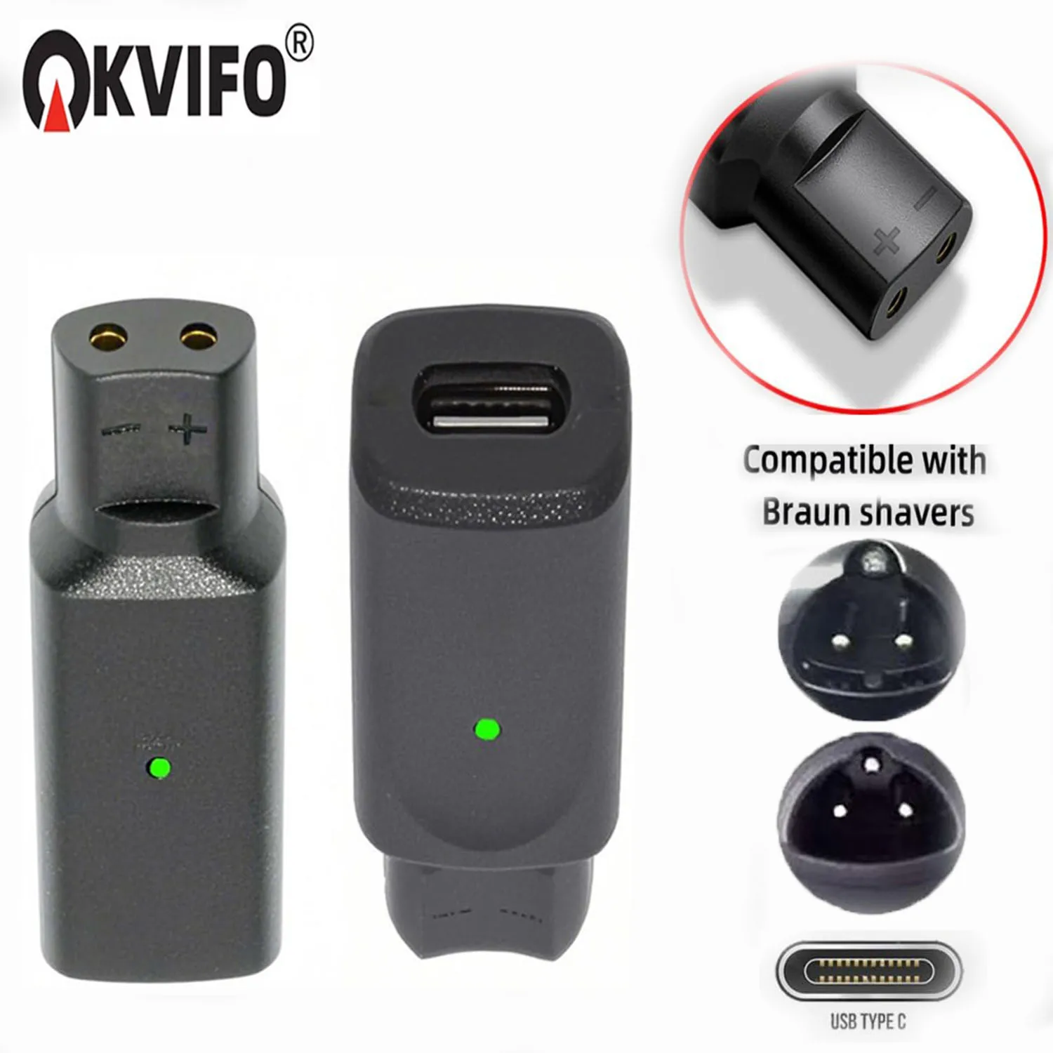 KVIFO 12V Typ-C Rasierer-Adapter Ladekonverter für Braun Series 3 5 7 9 Elektrorasierer mit Ladeanzeige Image