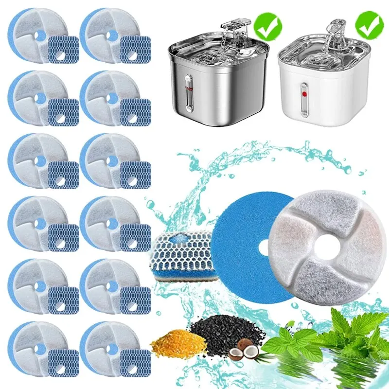 12 teile/satz Ersatz Filter Für Katze Hund Brunnen Haustier Katze Wasser Trinker Sauber Zubehör Ersetzt Carbon Harz Filter Element Image