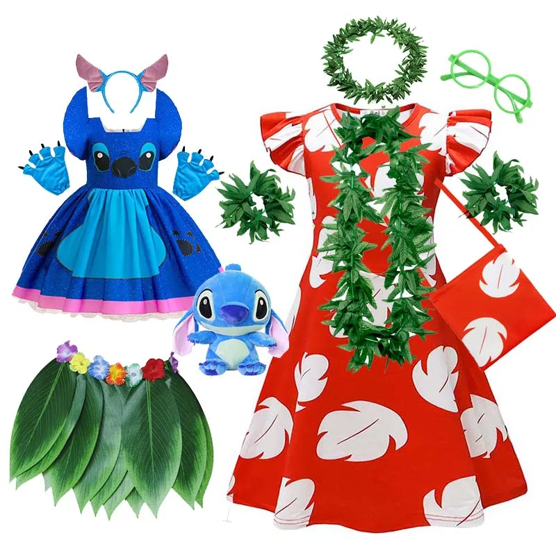 Baby Disney Film Stich Rolle Spielen Kostüm Sets Cartoon Niedliche Prinzessin Kleid Bühne Leistung Halloween Karneval Kinder Kleid Image