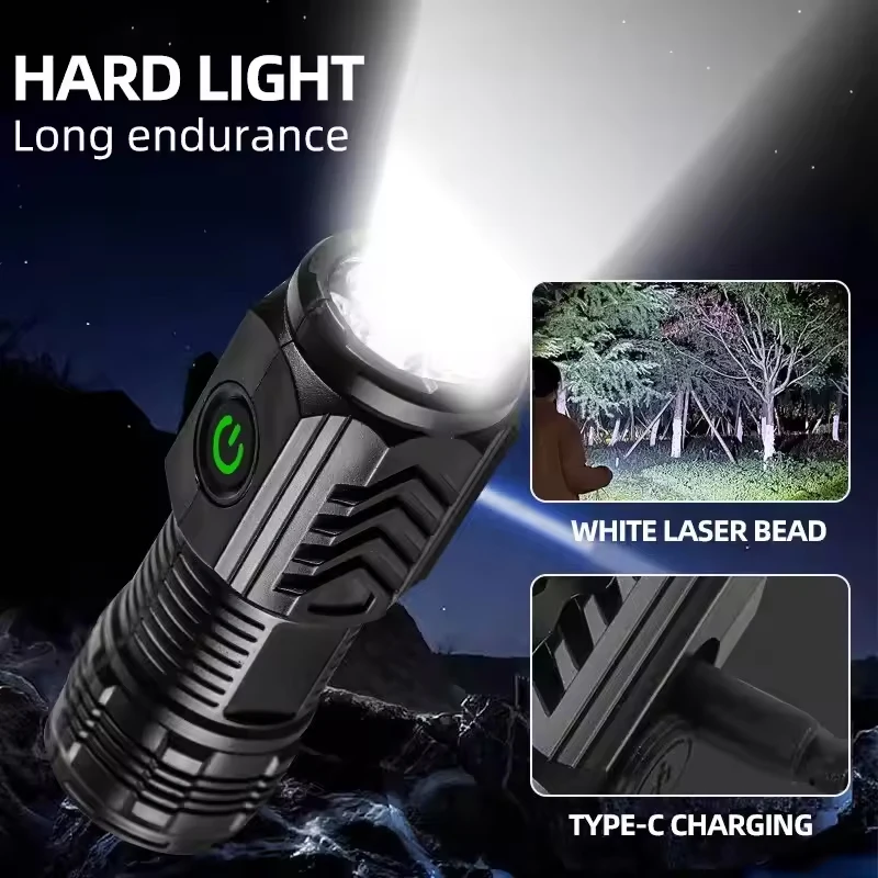 Ultra leistungsstarke Taschenlampe, 3-Kern-LED, taktische Mini-Taschenlampe, USB wiederaufladbar, Hochleistungs-LED-Taschenlampe mit Magnet, Handlampe, Geschenk Image
