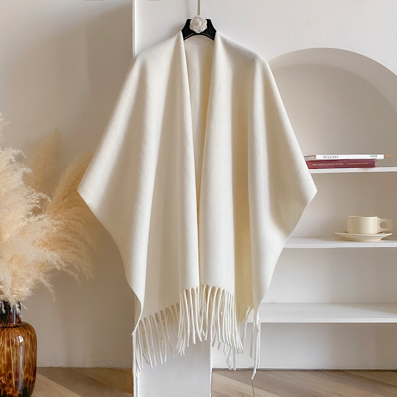 Winter Frauen Poncho Warme Schal Doppelseitige Designer Verdickung Decke Luxus Schal Weiblichen Mantel Kaschmir Pashmina Cape Stola Image