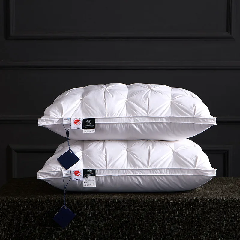 Weißes Kissen für 5-Sterne-Hotels und Zuhause, reine Baumwolle mit Polyesterfüllung, 3D-Brotkissen für Schlafzimmer, Erwachsenenkissen, 48*74cm Image