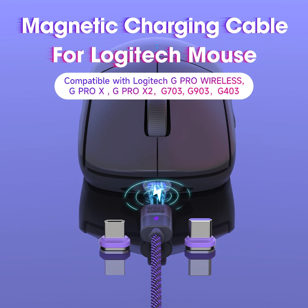 Magnetisches USB-Ladekabel für Logitech-Maus, kabelgebundenes Mauskabel für Logitech G PRO WIRELESS, G PRO X, G PRO X2, G703, G903 G403 Image