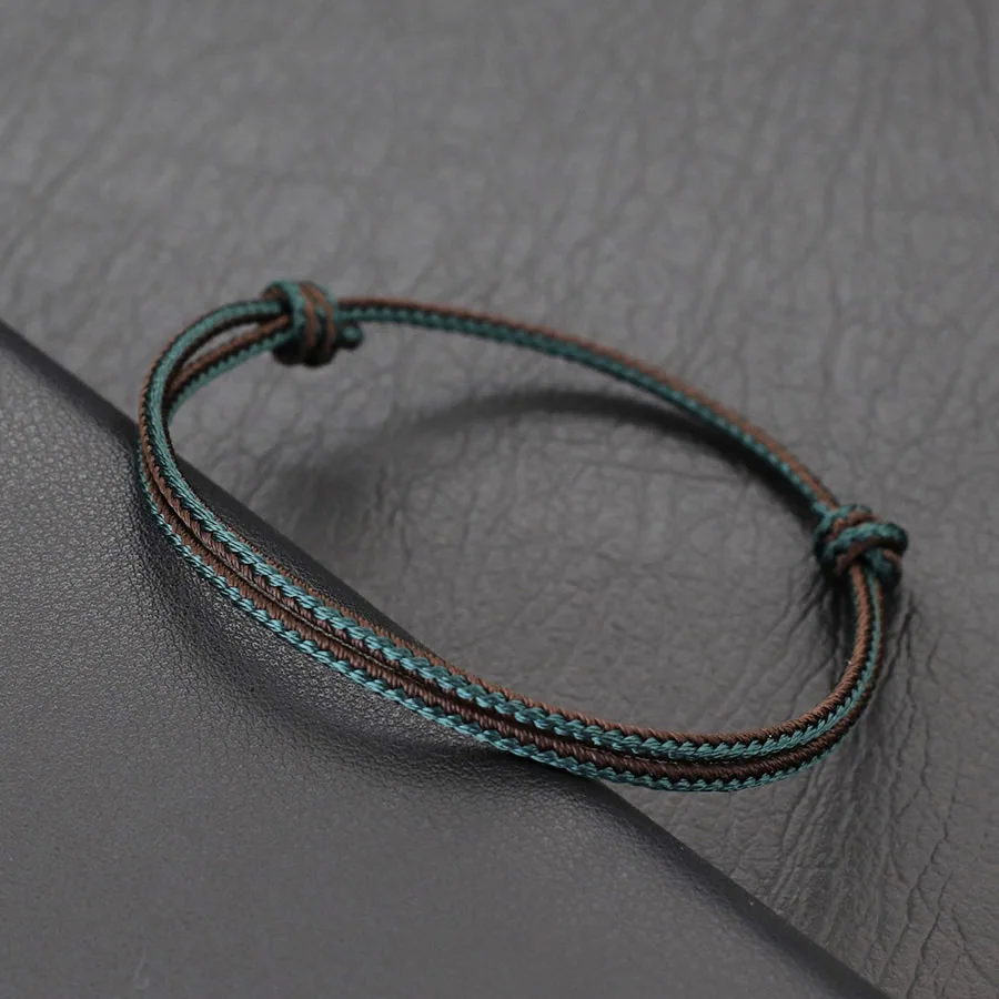 Ethnisches 2 mm dünnes Schnurarmband für Männer, hochwertiges, verstellbares Böhmen-Glücksamulett-Armband, Geschenke für Ihn, Pulseria Hombre Joias Image
