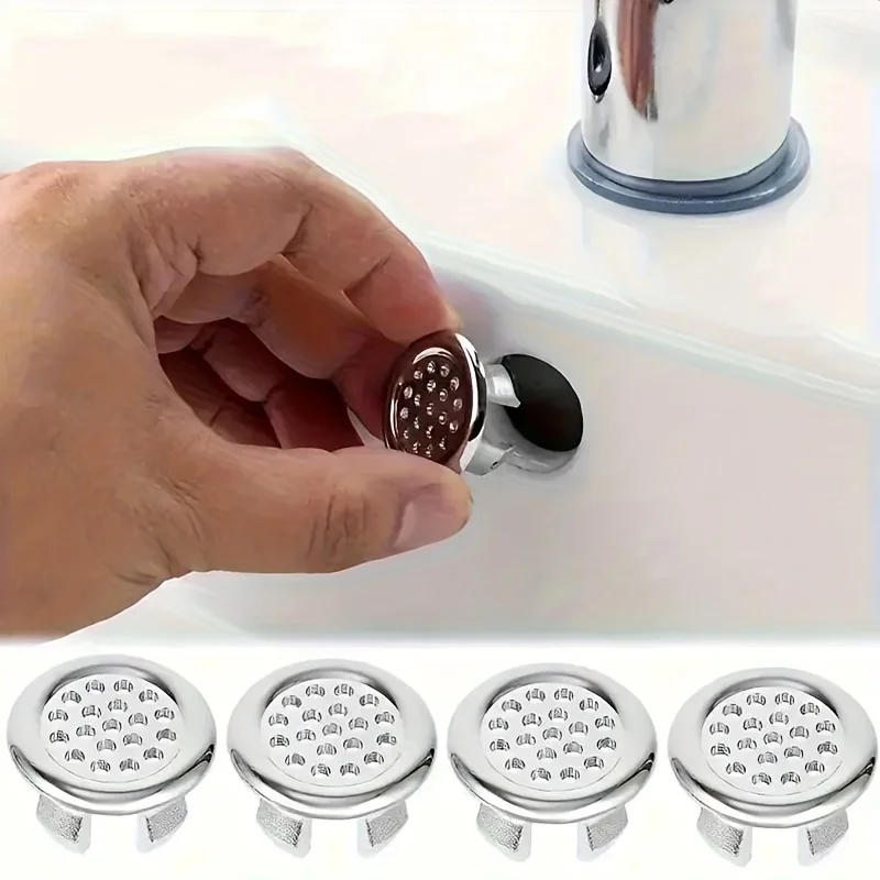 2–6 Stück verchromte Waschbecken-Abflussabdeckungen, auslaufsicher, einfach zu installierende Waschbecken-Überlaufstopfen für Badezimmer, Küche, runde Arbeitsplatte, Waschbecken-Zugang
