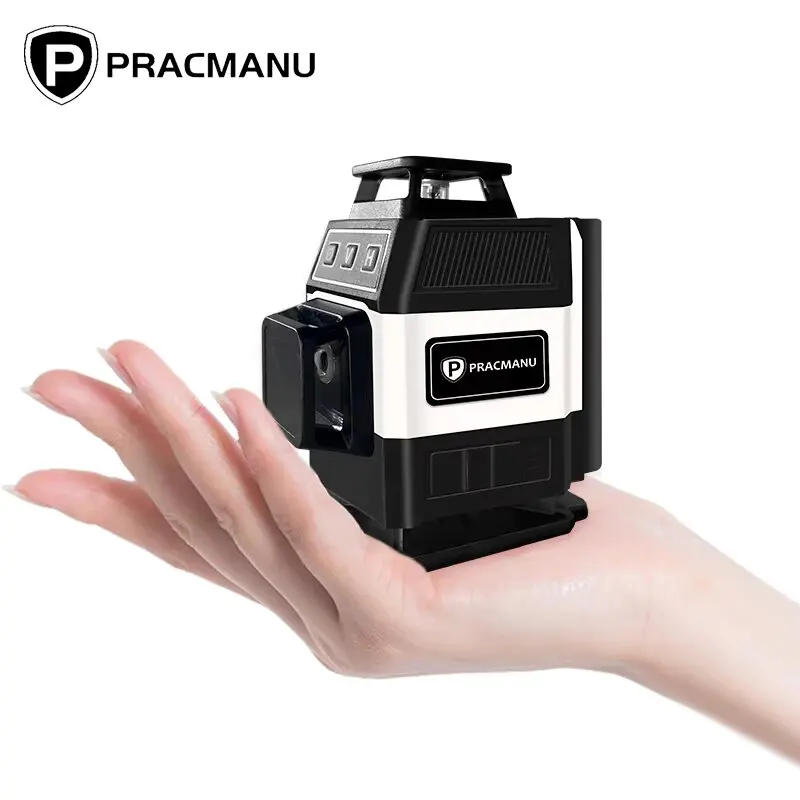 Pracmanu Mini-16-Linien-Laser-Wasserwaage, 4D, selbstnivellierend, 360° horizontal und vertikal, Kreuzlaser mit grüner Linie und Fernbedienung Image