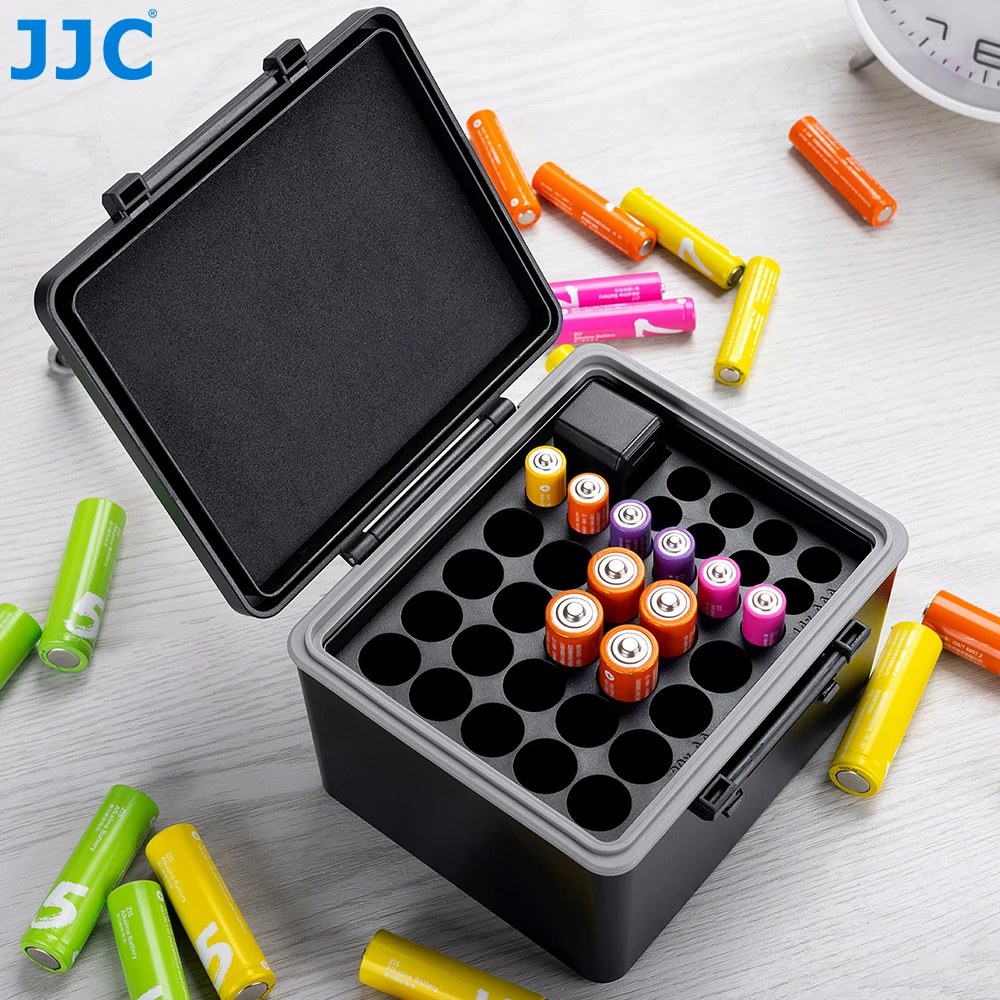 JJC Batteriefach mit mehreren Steckplätzen für 18650/AA/AAA-Batterien, wasserdichtes 18650-Gehäuse, Aufbewahrungsbox, Behälterhalter mit AA AAA-Tester Image