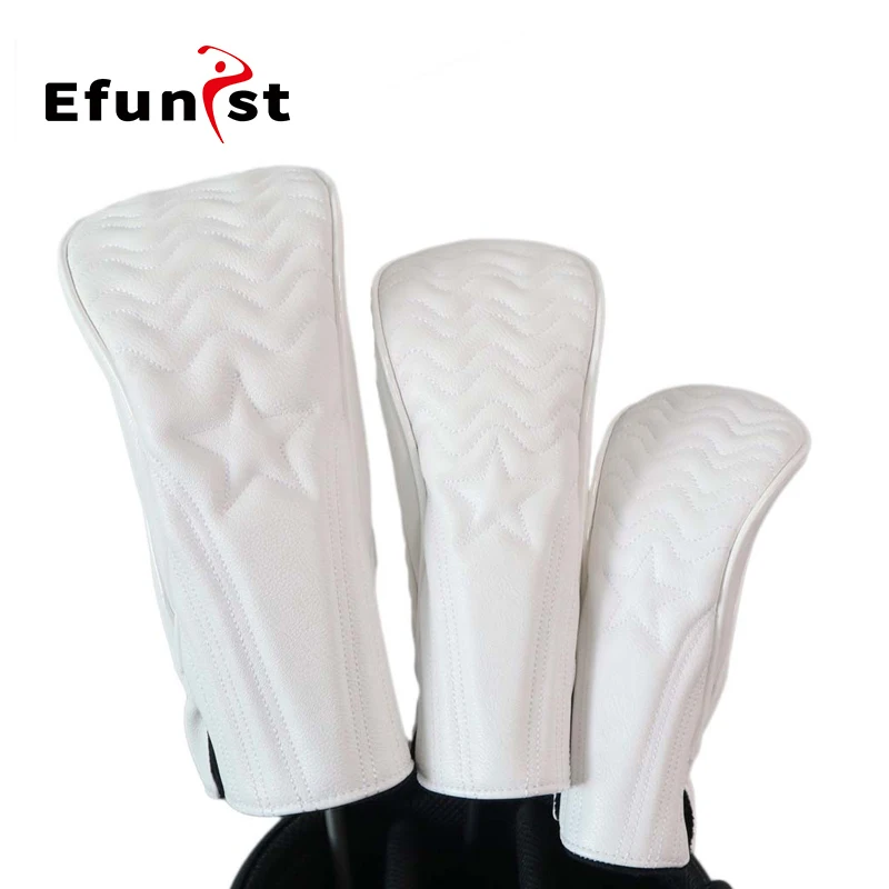 Golf Headcover Golf Holz Abdeckung PU Leder Golf Club Abdeckungen Für Fahrer Fairway Hybrid Wasserdichte Schutz Set Golf Zubehör Image