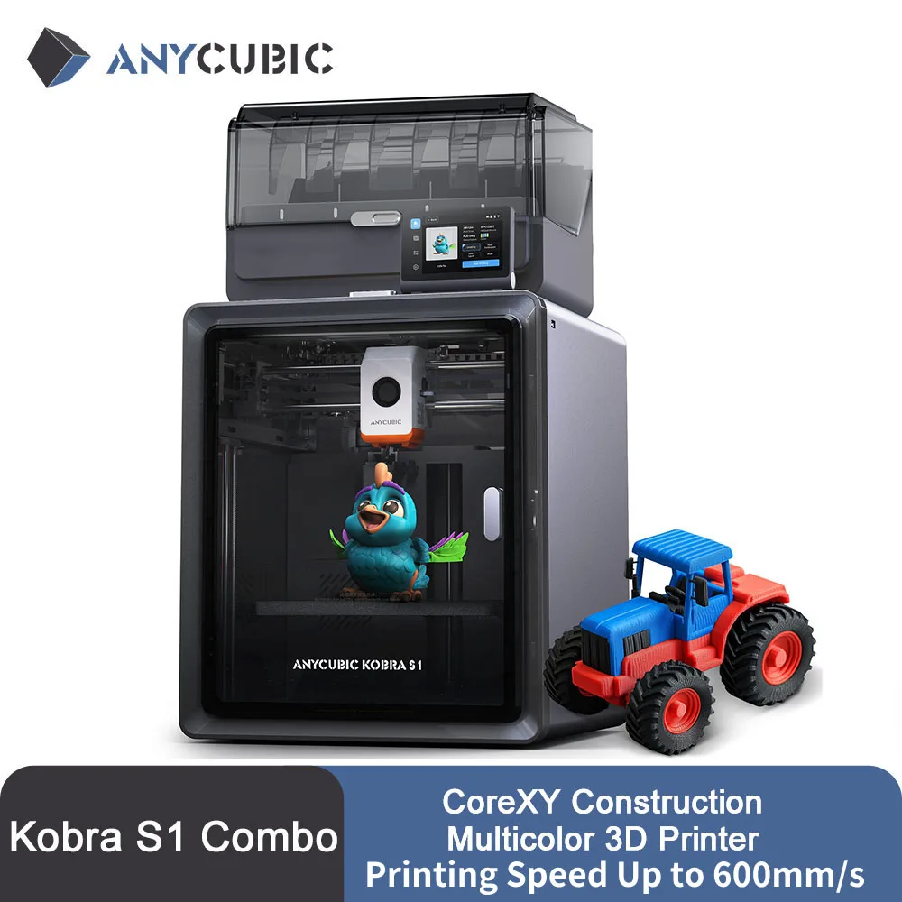 Anycubic Kobra S1 Combo Mehrfarbiger 3D-Drucker, Höchstgeschwindigkeit 600 mm/s Kern, XY, stabile Struktur, hochpräziser 3D-Drucker Image