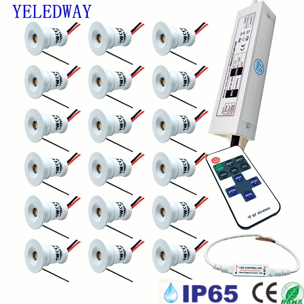 Mini-Downlights, LED 12 V, mit Fernbedienung, 1 W, Strahler, LEDs, dimmbare Treppen, Schrankbeleuchtung, 220 V, Einbaustrahler, Deckenbeleuchtung