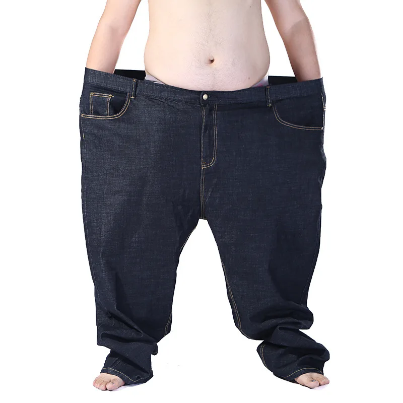 Große Größe Blau Jeans Männer Schwarz Extra Große Übergröße Herren Elastische Stretch Denim Hosen Männlichen Jean Marke Hosen