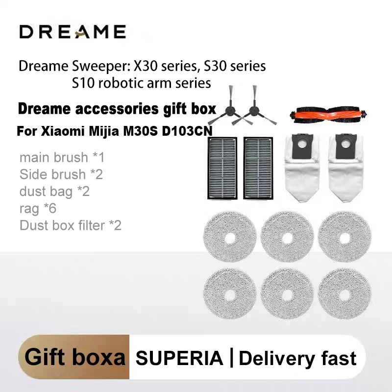 Original-Geschenkbox für Xiaomi Mijia M30S D103CN Dreame X30 Ultra, X30 Pro Hauptseitenbürste Filter Mopp Staubbeutel Zubehör Image