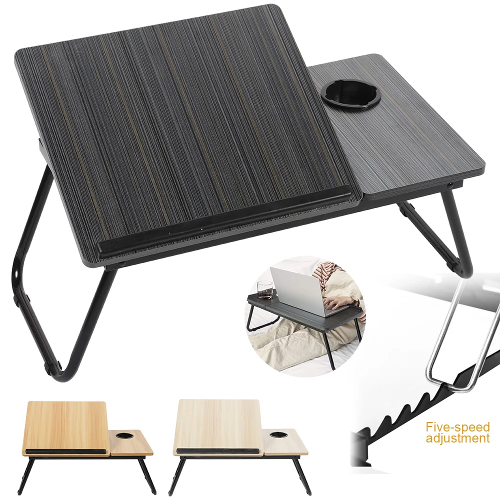 Multifunktionaler Lazy Table, tragbarer faltbarer Betttisch, höhenverstellbarer Computertisch mit Getränkehalter für Bett, Büro