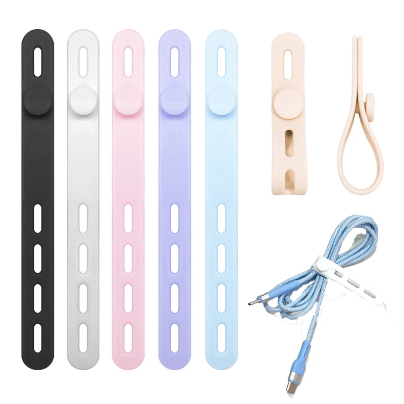 10/20 Stück Silikon-Kabelbinder in verschiedenen Farben, wiederverwendbar, robust, Kabel-Organizer-Management zum Befestigen von Kabeln und Drähten Image