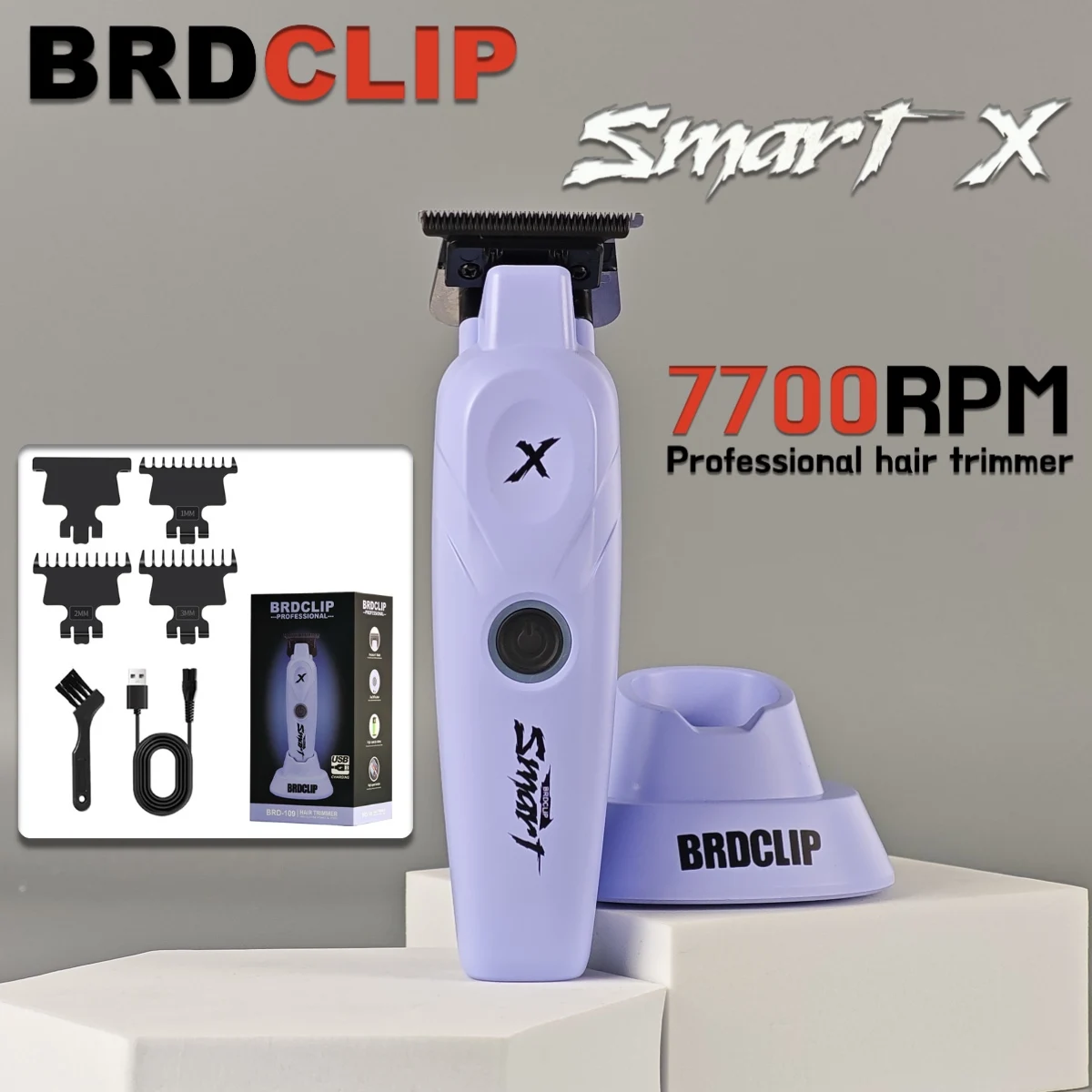 Professioneller Haarschneider BRDCLIP Haarschneider für Männer BRD 109 DLC-Klinge 7700 U/min mit Basis 1200 mAh Friseur-Schnitzmaschine Image